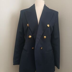 Banana Republic Blue and Gold Double-Breasted Blazer